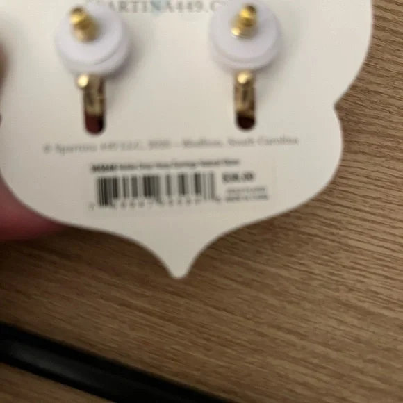 Spartina 449 Gold Earrings with Black and Brown Design - Picture 3 of 3